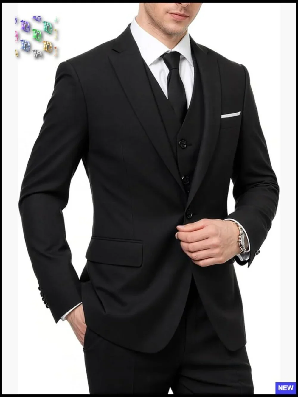 Slim Fit Three-Piece Suit Set Modern Formal Blazer Vest Pants Elegant